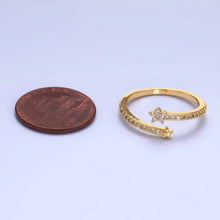 Load image into Gallery viewer, 24K Gold Filled Micro Paved CZ Flower Celestial Star Claw Ring | O825