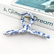 Load image into Gallery viewer, Blue and White Porcelain Textured Claw Clip: D