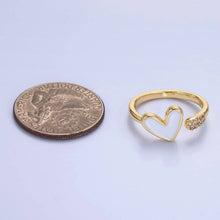 Load image into Gallery viewer, 24K Gold Filled Heart White Enamel Micro Paved CZ Wrap Ring | O729
