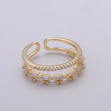 Load image into Gallery viewer, OS 14K Gold Filled Baguette Micro Paved CZ Double Band Ring | U516