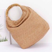 Load image into Gallery viewer, Straw Bamboo Handle HandBag