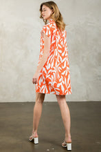 Load image into Gallery viewer, Orange Print with Hot Pink Trim Contrast Dress