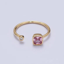 Load image into Gallery viewer, Double Mini CZ Cube Cubic Zirconia CZ Open Adjustable Gold Ring | Y468 - Y474: Clear
