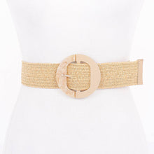 Load image into Gallery viewer, Straw Marble Metal Buckle Stretch Belt