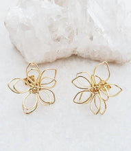 Load image into Gallery viewer, Gold Wire-Wrapped Lotus Studs Earrings