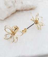 Load image into Gallery viewer, Gold Wire-Wrapped Lotus Studs Earrings