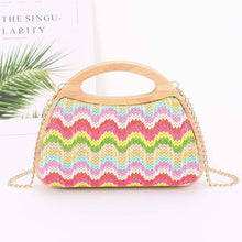 Load image into Gallery viewer, Straw Wood Frame Handle Bag