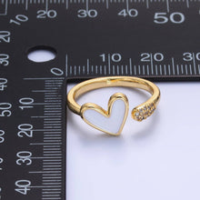 Load image into Gallery viewer, 24K Gold Filled Heart White Enamel Micro Paved CZ Wrap Ring | O729