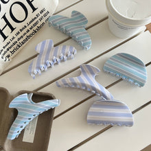 Load image into Gallery viewer, Fashionable Blue - White Striped Patterns Hair Claws: Purple-B