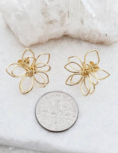 Load image into Gallery viewer, Gold Wire-Wrapped Lotus Studs Earrings