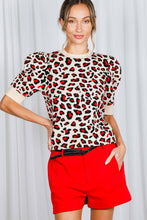 Load image into Gallery viewer, Leopard Crew Neck Jacquard Knitted Sweater Top VT81344E