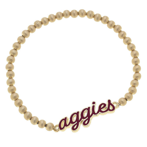 Texas A&M Aggies Enamel Script Stretch Bracelet in Maroon