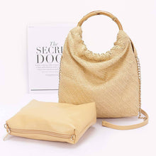 Load image into Gallery viewer, Straw Bamboo Handle HandBag
