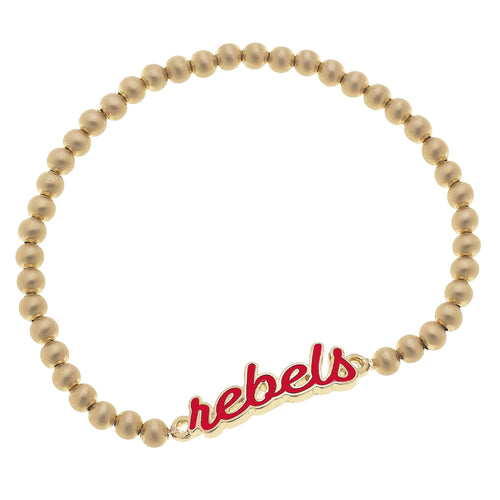 Ole Miss Rebels Enamel Script Stretch Bracelet in Red