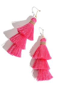 Hot Pink Tassel Earrings