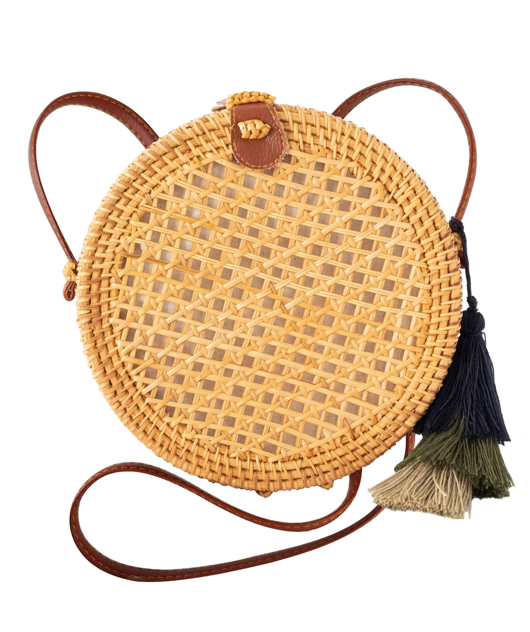 Round Wicker Rattan Bag Ata Straw Woven Circle Crossbody Bag Basket Purse |  eBay