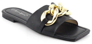 Black and Gold Chain Sandal
