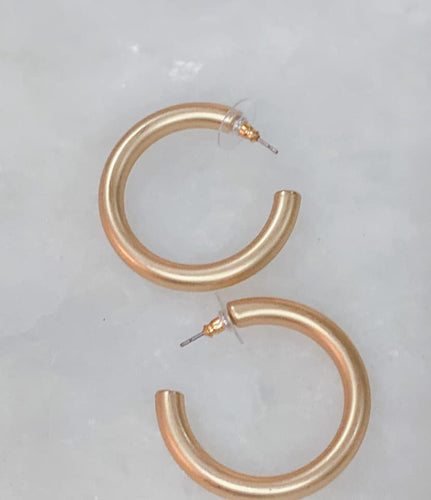 Brushed Gold Hoops