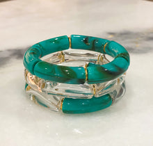Load image into Gallery viewer, Turquoise and Clear Boho Stack Bracelets