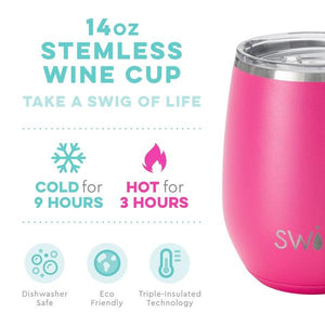 Hot Pink Insulated Wine Glass